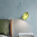 Melon Hanging Lamp with Textured Glass Shade 1 Light Modern Bedroom Pendant Light