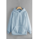 New Trendy Relaxed Long Sleeve Plain Hoodie With Pocket