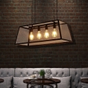 4-Light Wire Mesh Island Lighting Industrial Pyramid Island Ceiling Light in Black over Kitchen Dining