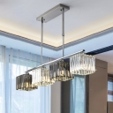 Crystal Square Hanging Lamp Contemporary Metal 3/4 Light Island Pendant over Kitchen Island