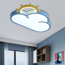 Cartoon Cloud Flush Ceiling Light with Sun Design Integrated Led Flush Lighting