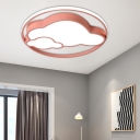 Cute Cloud Flush Ceiling Lights Macaron Glass 1 Light Flush Mount Light for Kids Room