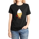 Funny Ice Cream Pattern Round Neck Short Sleeve Casual Loose T-Shirt