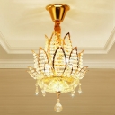 Gold Lotus Ceiling Light Fixture Modern Metal Crystal Ceiling Lights for Corridor and Living Room