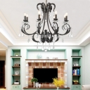 Black Candle Hanging Chandelier Traditional Iron and Crystal 6/8 Lights Pendant Chandelier for Dining Room
