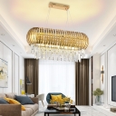 Gold LED Ceiling Light Fixture Contemporary Metal Linear Pendant Lighting for Kitchen Island