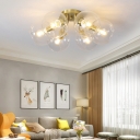 Modern Global Semi Flush Ceiling Light 6 Light Gold Finish Ceiling Light Fixture for Bedroom