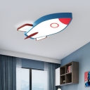 Metal Rocket Flush Mount Ceiling Light with Acrylic Diffuser Cartoon Led Flush Light