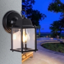 Square Sconce Wall Lighting Traditional Iron and Glass 1-Light Wall Mounted Lamps for Outdoor