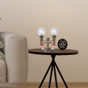 Steampunk Pipe Accent Lamp Metal and Glass Home Lighting in Antique Brass for Bedroom