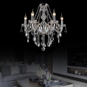 Chrome Candle Hanging Chandelier Traditional Crystal 6/8 Light Pendant Hanging Lights for Living Room