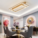 2/3/4/5 Tier Rectangular Semi Flush Mount Modern Metal Ceiling Light in Gold for Bedroom