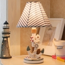 Pyramid Table Lamp Mediterranean Resin and Fabric 1 Light Accent Table Lamp for Bedside
