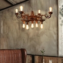 Exposed Bulb Hanging Lamp Retro Industrial Metal 9 Heads Pendant Lighting with Gear for Indoor