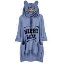 Hot Popular Long Sleeve HIPPIE SOUL Letter Printed Cat Ear Hooded Hoodie With Pocket