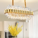 Linear Hanging Pendant Light Contemporary Stainless Steel Crystal Pendant Lights for Kitchen