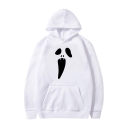 Halloween Cute Ghost Printed Long Sleeve Plain Pullover Hoodie with Pocket