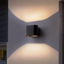 Black/Grey/White Mini Wall Lamp with Metal Shade Rotatable Modern Waterproof Outdoor Led Sconce Light in Warm