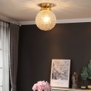 Frosted Glass Sphere Flushmount Lights Modern Metal 1 Light Flush Mount Lighting Fixtures in Brass for Bedroom