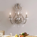 French Country Sconce Lighting with Candle Metallic Indoor Distressed Wall Light in Grey/Off-white/White