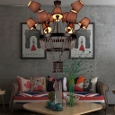 Country Style Living Room Lighting with Brown Fabric Shade 12 Lights Empire Chandelier Lamp