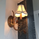 Bell Shade Wall Light with Fabric Shade 1/2 Lights Traditional Wall Sconce Lighting in Brown