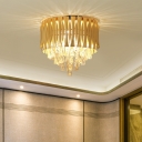 Gold Sparkling Crystal Flush Mount Light Fixture Modern Metal Bedroom Ceiling Fixture Light