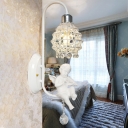 Crystal Globe Wall Lighting with White Angel Accents 1 Head Traditional Sconce Lamp