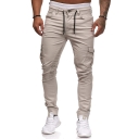 Men's Casual Sportswear Joint Lashing Belts Contrast Trim Fitted Woven Track Pants