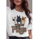 Lovely WE ARE NOT PUGS Teckel Dog Pattern Short Sleeve Loose T-Shirt