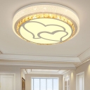 Romantic White LED Flush Ceiling Light Round Shade Acrylic Ceiling Lamp for Study Room Foyer