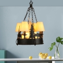 Tapered Chandelier Light with White Fabric Shade Country Style 7/8 Lights 17