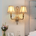Retro Loft Age Silver Wall Light Candle/Tapered Shade 2 Lights Metal Sconce Light for Bedroom