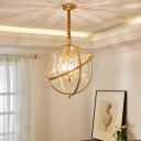 Metal Global Hanging Lamp with Clear Crystal Accents 5 Lights Modern Bedroom Pendant Light in Gold