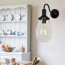 Gooseneck Farmhouse Wall Sconce Clear Glass Shade 1 Bulb Vintage Industrial Wall Light in Black
