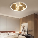White/Gold Round Flush Ceiling Light Modern Metal 16