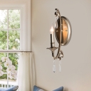 1/2-Light Curved Arm Wall Lamp with Clear Decorative Crystal Vintage Wall Light Fixture in Champagne
