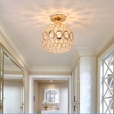 Round Semi Flush Mount Light Modern Crystal 1 Light Semi Flush Light for Corridor Hallway