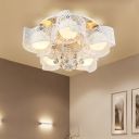 Contemporary Flower Ceiling Mount Light 3/5 Lights Metal Ceiling Lamp in Pink/White for Bedroom