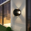 Circular Black Wall Mounted Lighting Modern Metal 4-LED Wall Light Fixture in Warm/White for Outdoor