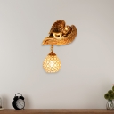 Golden Angel Wall Lighting with Crystal Loft Style 1 Light Metal Dome Wall Sconce for Living Room