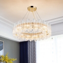 Ring Hanging Lamp for Dining Room, Gold Ring Crystal Chandelier Light Fixture