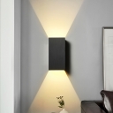 Rectangle Wall Mounted Lighting Contemporary 2-Led Wall Light with Black/Coffee/Grey/Gold/White Metal Shade