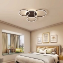 Led Sphere Flush Ceiling Light Modern Metal Brown Flushmount Lighting for Bedroom