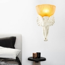 Bowl Wall Light with Gold/White Elephant Ribbed Amber Glass 1 Light Loft Decorative Wall Lamp