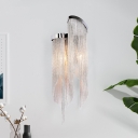 Metal Tassel Wall Light 2 Lights Postmodern Sconce Light in Gold/Silver for Living Room Kitchen