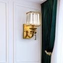 Single Light Mini Wall Sconce Lamp Clear Crystal Prism Traditional Mini Gold Wall Lighting for Living Room