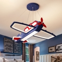 Acrylic Airplane Pendant Light Fixture Modernism LED Ceiling Chandelier in Blue, Warm/White Light