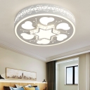 Acrylic Round Flush Ceiling Light with Star and Heart Modern LED Ceiling Fixture in Brown/White for Bedroom