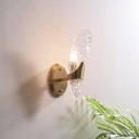 Textured Glass Wall Lighting Contemporary 1/2-Light Oblong Sconce Light in Brass for Dining Room